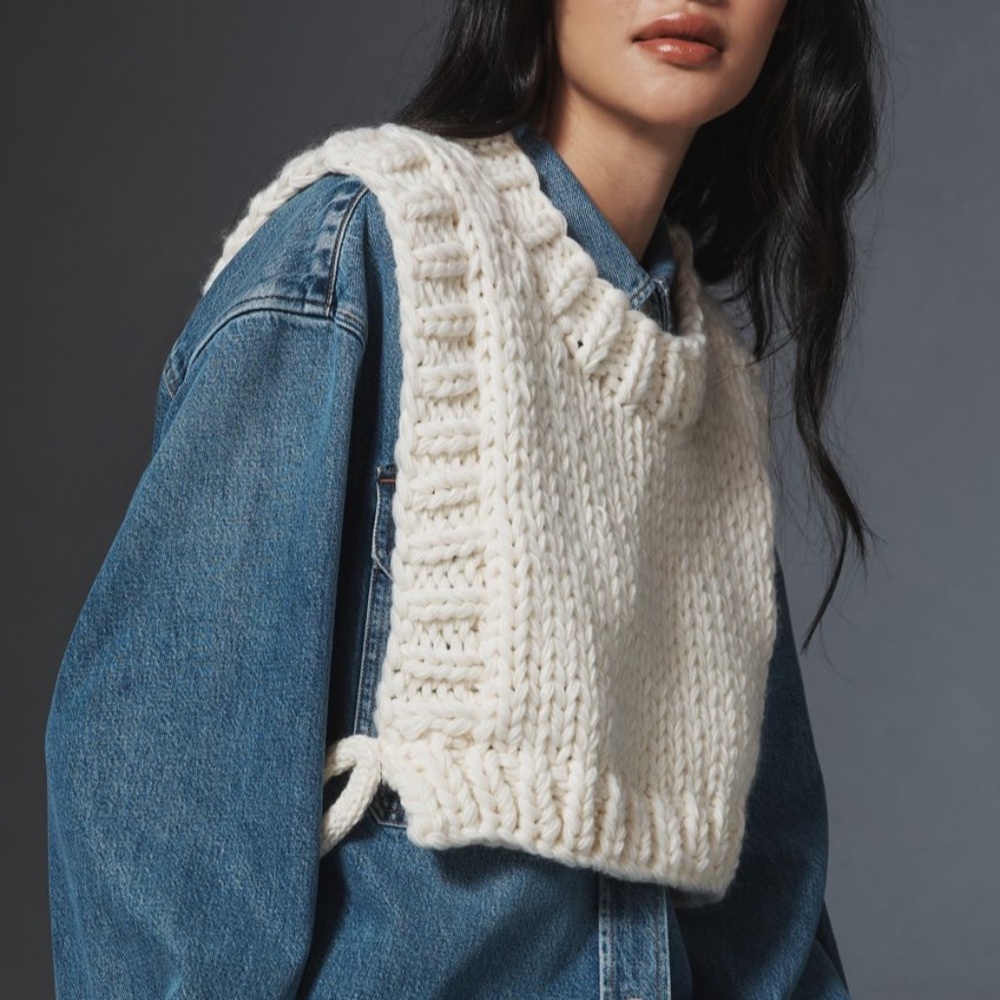 Anthropologie Ivory Chain Pullover Sweater Vest Size One Size